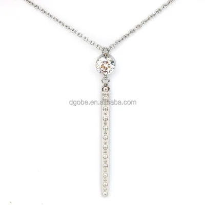 OBE New Arrival Wholesale Charm Stainless Steel Personalized Zircon Pendant Necklace Water-wave Chain Lariat Necklaces