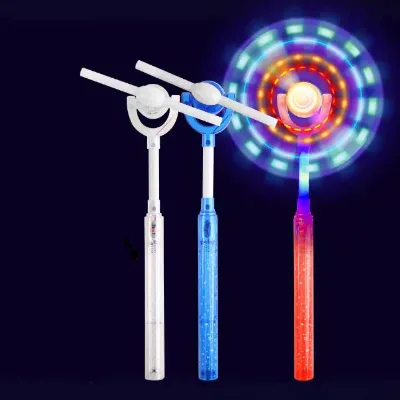 Led Flashing Light up Toys Windmills Rainbow Spinning Windmill Stick Wand Toy LED Christmas Toy