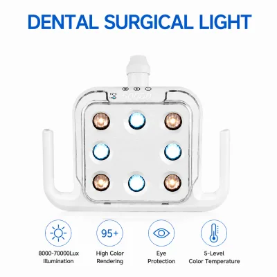High Quality Dental Surgical Light 9 LED Automatic Sensing Dental Chair Lamp 8000-70000Lux Illumination >95 CRI for Dental Unit
