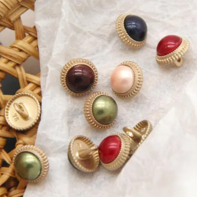 Wholesale Fancy Customized 2 cm Big Pearl Metal Button With pink Mother of Pearl Fancy Buttons for Women Clothing