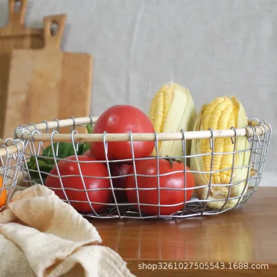 Kingwillow Nordic Style Woven Wire Clutter Storage Basket Kitchen Knife Storage Basket Small Hanging Storage Basket