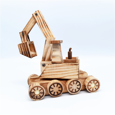Wooden Handmade Ornaments Educational Toy Funny Kids Playing Wooden Excavator Toy