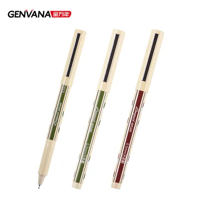 GENVANA Wholesale G-1303 0.5mm Black Ink Gel Pen Semi-Needle Tip Office School Use Lamination Printing Macaron Color Gourd Point