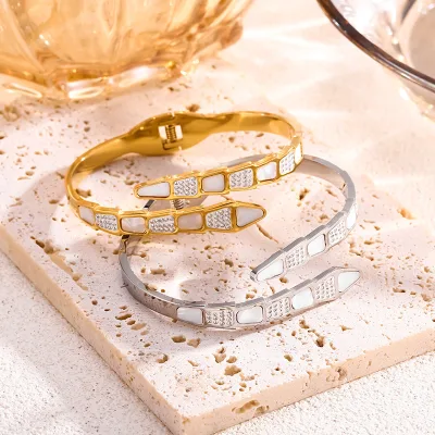 Versatile Personality Stainless Steel Open Bangle Classic Gold Snake Bangles Wholesale-Korean-Accessories ALN25120756
