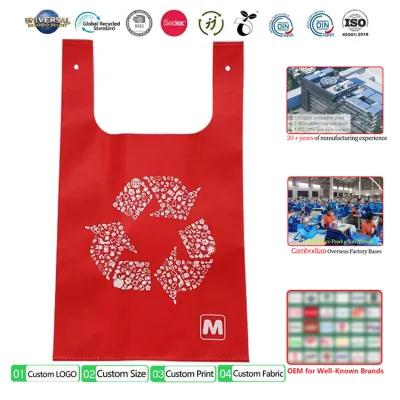 Nonwoven Bag Manufacturer Custom Recycle Reusable W Cut Non Woven Singlet Bag for Promotional