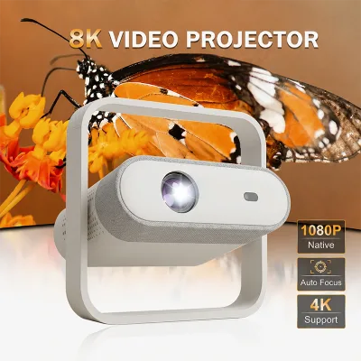 Smart Projector 500 ANSI Native 1080P 4K Support Android 14 Auto Focus Keystone WiFi Projector