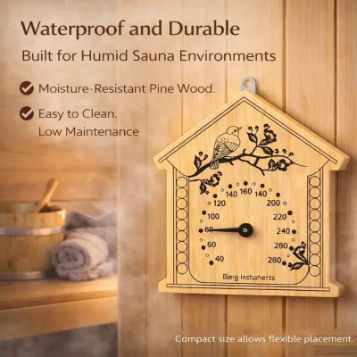 Wood Dial Thermometer for Sauna Room Oven Kitchen Cooking 40°F to 280°FRange No Electricity Required