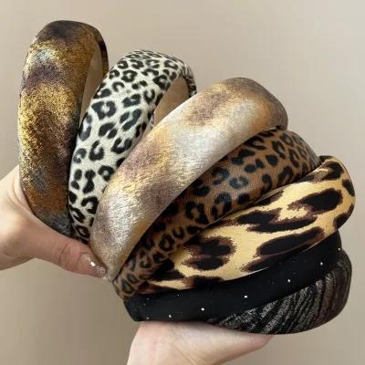 Retro Wasteland Style Sweet and Cool Leopard Sponge Headband Simple Leopard Print Niche Ins Hair Accessory