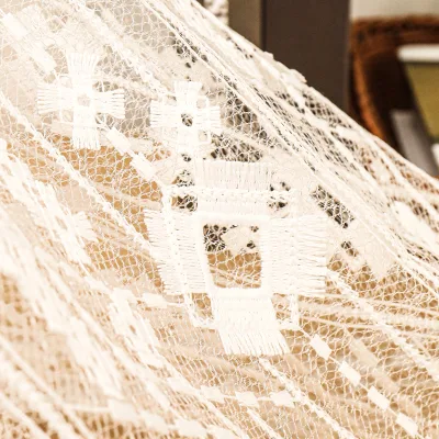 Luxurious Heavy 3D Lace Applique Bridal Embroidery with Pearls Polyester/Cotton