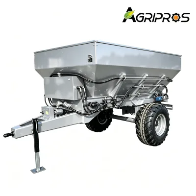 Tractor Trailed Fertilizer Spreader 4 Cubic Meters Manure Spreader, Dry Wet Manure Organic Fertilizer Broadcasting Machine