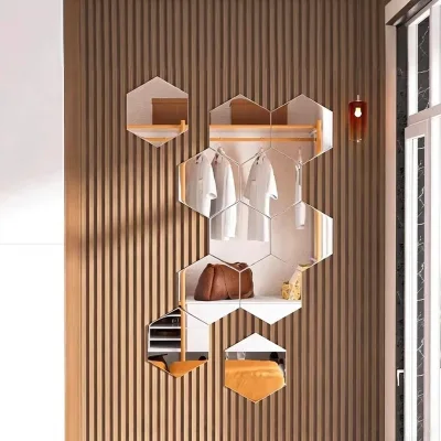 Modern Hexagon Wall Mirror Home Decor Bathroom Living Room Accent Mirror