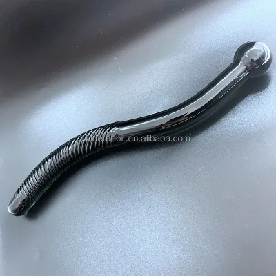 Glass Wand Wholesale Black S-Curved Swirl Glass Dildo Crystal G-Spot Yoni Pleasure Wand