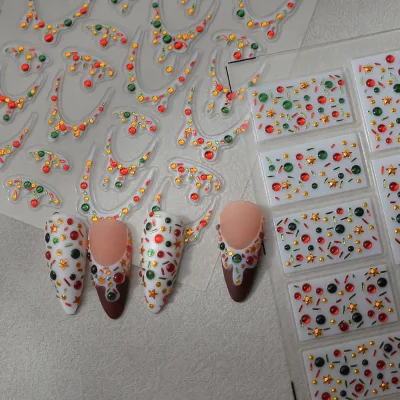 New 5D/3D DIY Customized logo Pattern Nail Decal Adhesives Imitation Diamond Gold Star Small Round Beads Manicure Decoration