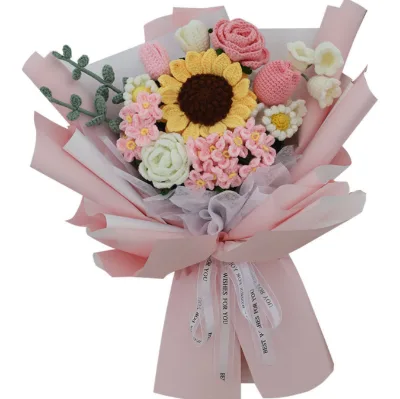Hot Sale Customized Handmade Crocheted Party Flowers Bouquet