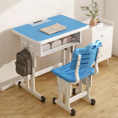 Customized Primary School and Collegiate School Students Desks and Chairs Learning Desk Can Be Raised and Lowered Work Desk Set