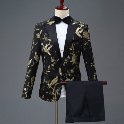 Slim Male Chorus Groom Wedding Suit Pattern Fashion Tuxedo Suit Men Slim-fit Suits