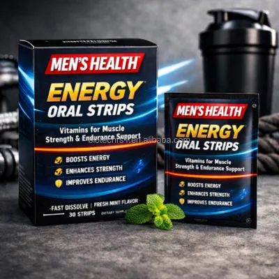 Men's Health Energy Oral Strips -Fast Melt Oral Film Format  with Vitamins for Muscle Strength & Endurance Support