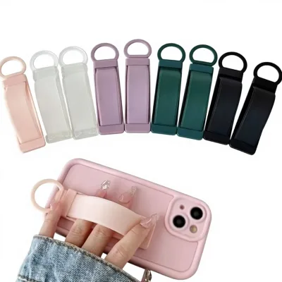 Plastic Phone Case Bracket Back-Mounted Push-Pull Wrist Strap Clip Desktop Adhesive Buckle Extendable Lazy-Person Support Stand