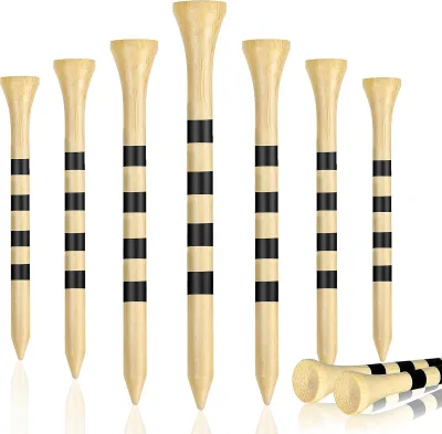 Seticek Natural Biodegradable Bamboo Stripe Golf Tees Custom 2-3/4\" & 3-1/4\" Wooden Golf Tess