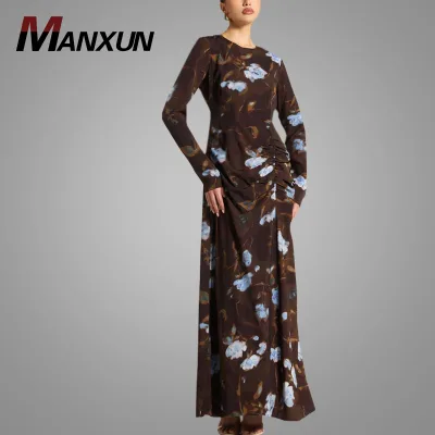 Hot Selling Cheap Side Tie Maxi Dress Beautiful Floral Style Muslim Abaya Dresses Islamic Abaya Wholesale