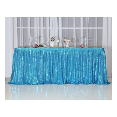 Wholesale Glitter Sequin Cocktail Table Skirt Luxury Vintage Table Rectangle Skirt Events