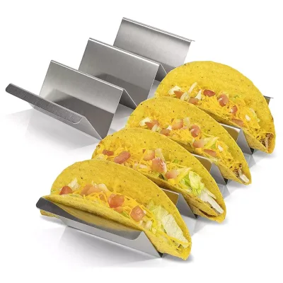 supply BBQ kitchenware dining table set Fast Catering New Design Mexican Food Wave Shape taco holder stand stainless steel rack