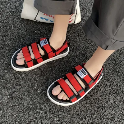Soft Bottom Outdoor Sport Beach Mens Strappy Running Red Flat Toe Casual Sandals Slippers Custom Wholesalers Flip Flops