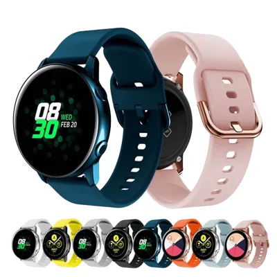 Soft Breathable Rubber Silicone CHARM Watch Band Strap for for Watch Active / Active 2 with Coloured Buckle 20mm 22mm