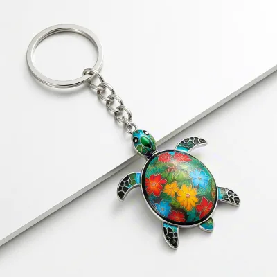 Wholesale Zinc Alloy 3D Dinosaur Turtle Keyring UV Printing Metal Keychain Bag Charms Custom Decorative Gifts