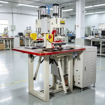 Double Head Pneumatic High Frequency Welding Machine for Sports Shoe Upper Football Leather Fabric Sealing
