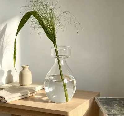 Minimalist Custom Bulbous Glass Vase Hydroponic Glass Vase Clear Terrarium Vase for Housewarming Gift Home Decor glassware