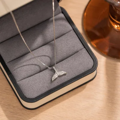 Women's High-End Luxury Necklace with Mermaid Pendant and Dolphin Tail Chain Zircon Fashionable New Accessory Light Luxury