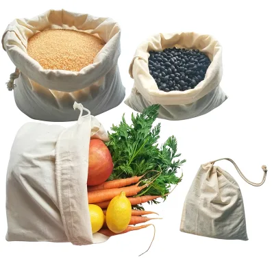 Custom Size Natural Cotton Drawstring Bag Manufacturer's Dust Bag for Grains Muslin Plant Seeds Storage Pouch