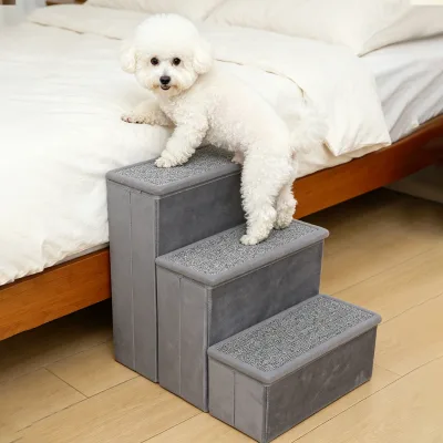 Pet Stairs Foldable Design With Storage Space Portable Climbing Steps Indoor Height Auxiliary Ladder for Cats and Large Dogs