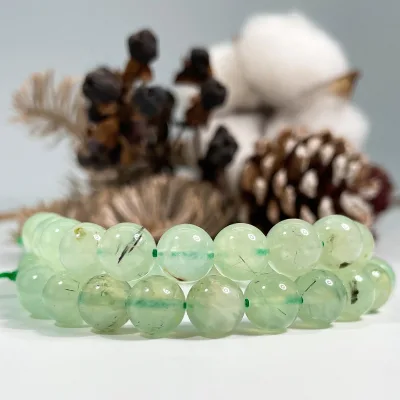 Natural AA Prehnite Gemstone Smooth Polished Round Loose Beads for Jewelry Craft Making