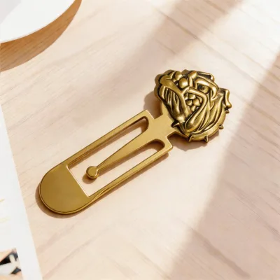 Custom Durable Zinc Alloy Metal Bookmark With Intricate Patterns Golden Finish Page Divider High-End Corporate Gift for Writers