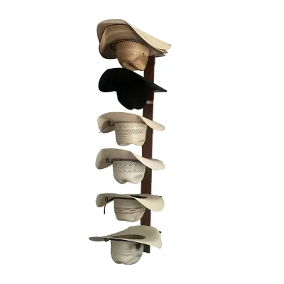 Youlike Wood Cap Holder Wall Mounted Hat Rack Cowboy Hat Rack for Wall Metal Wire Vertical Hat Display Rack