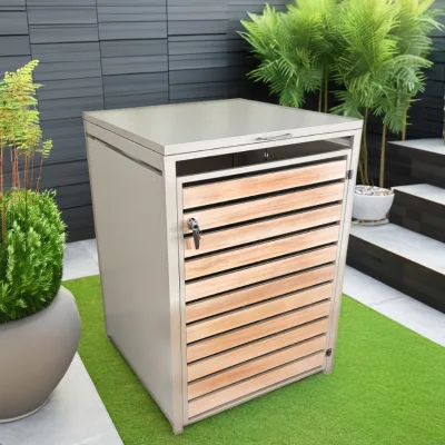 Hot Sale in Europe the Factory Can Customize the Template Spray Color Metal Garbage Bin Shelter Suitable for Parks, Home Gardens