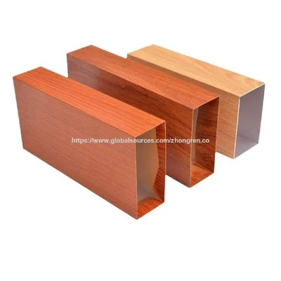 Aluminum Square Tube with Hot-Pressed Printed Wood-Grain Finish Modern Design Durable & Water Resistant for Office Building