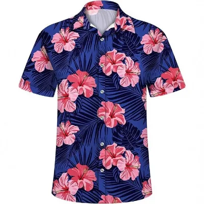 Custom Men's Summer Short Sleeve Shirt Thin Printed Beach Breathable Loose Casual Top