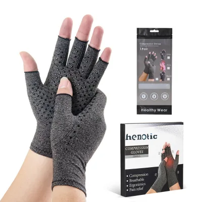 Hot Sale Cotton Spandex Compression Arthritis Glove with Grip for Hand Pain Relief Reducing Swelling