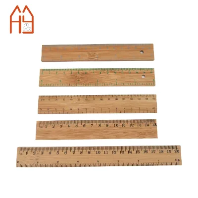 Custom 15/20cm Bamboo Wood Ruler Scale,Ruler with LOGO Eyelet Light Weight Thin & Ultra Durable Measuring Ruler