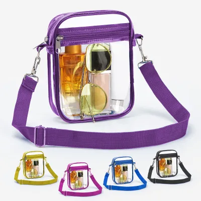 Factory Wholesale Thickness Clear PVC Bag PVC Cross-body Messenger Purse Different Color Transparent Shoulder Sling Bag