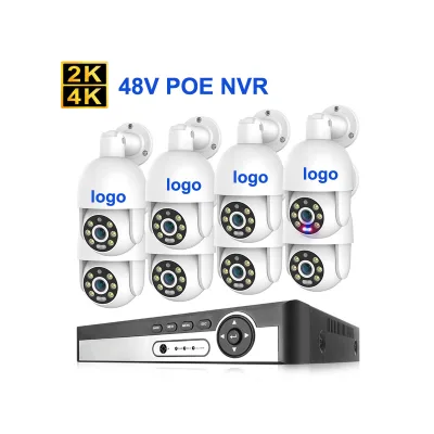 Hot Selling 4K 8Ch Poe Security Camera System 8Mp Smart Ai PTZ Smart Motion Detection Camera Surveillance 48V POE NVR Kit