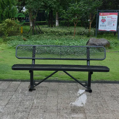 Public Outdoor Bench Steel Thermoplastic Coated Metal Resting Bench Park Durable Rust-Proof Modern Bench
