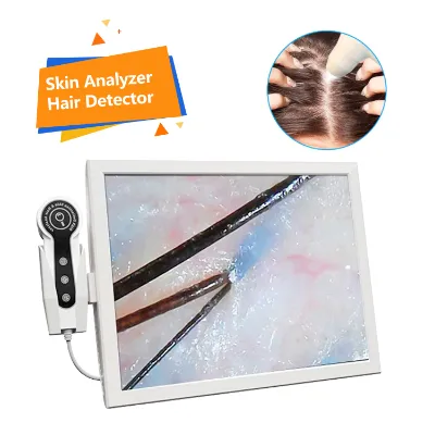 Triple Spectral Scalp Hair Skin Detector 15 Inch 10MP Camera 50X 200X Magnification 4 Grids Comparison Follicle Skin Analyzer