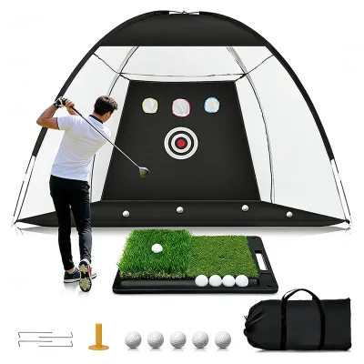 Factory Wholesale 10x7FT Portable Golf Practice Net for 2025 Cross-Border - Foldable Swing Training Net with Hitting Bag