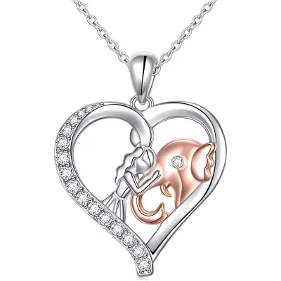 925 Sterling Silver Animals Necklace Cute Elephant Pendant Necklace for Women Jewelry Gifts