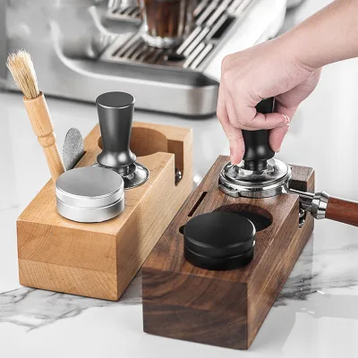 100% Nature Wood Tamper Station 51mm/58mm Espresso Wooden Coffee Tamper Holder