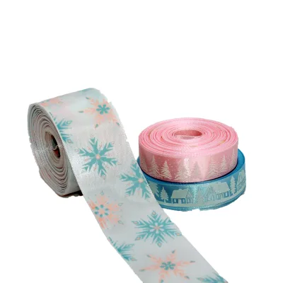 Wholesale Embossed Letter Logo Ribbon Roll 2.5 cm 4 cm Solid Color Polyester Ribbon Satin Printed Christmas Gift Ribbon